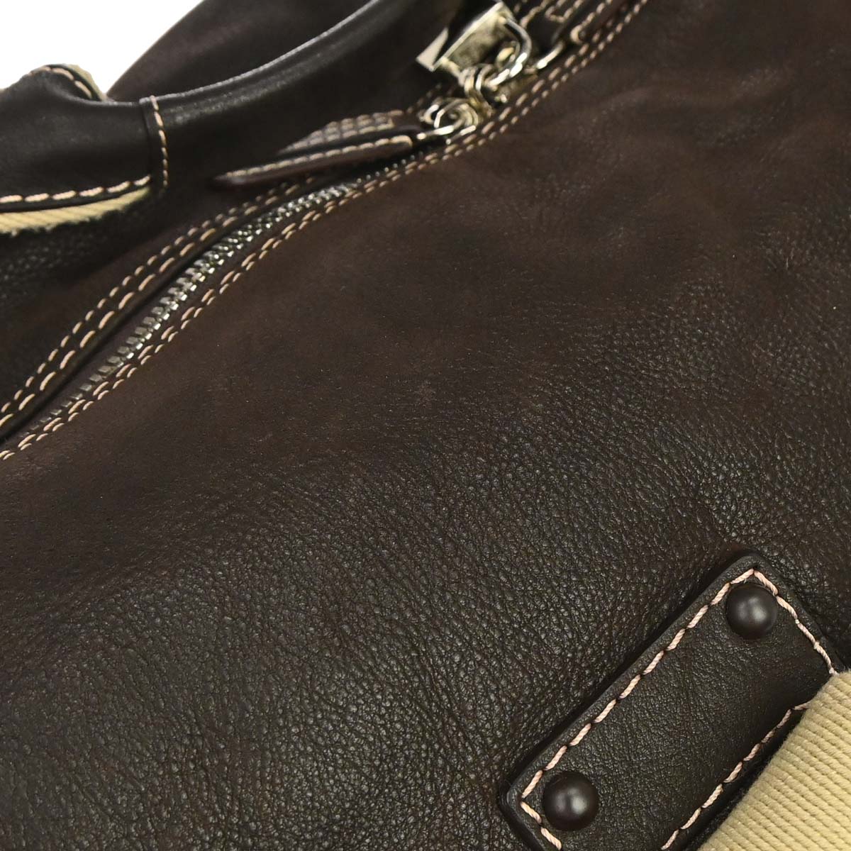 Loewe Brown Leather Anagram Duffle 2way Shoulder Handbag