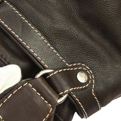 Loewe Brown Leather Anagram Duffle 2way Shoulder Handbag