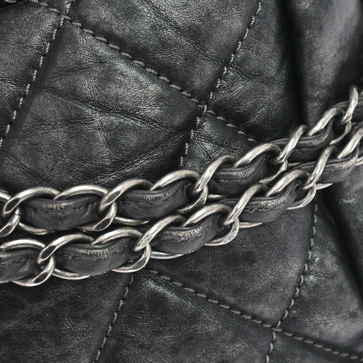 Chanel 2012 Gray Calfskin Pondicherry Flap 2way Shoulder Handbag