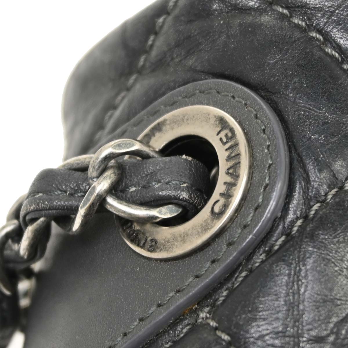 Chanel 2012 Gray Calfskin Pondicherry Flap 2way Shoulder Handbag