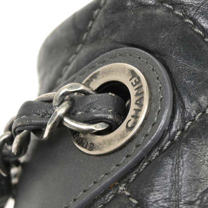Chanel 2012 Gray Calfskin Pondicherry Flap 2way Shoulder Handbag