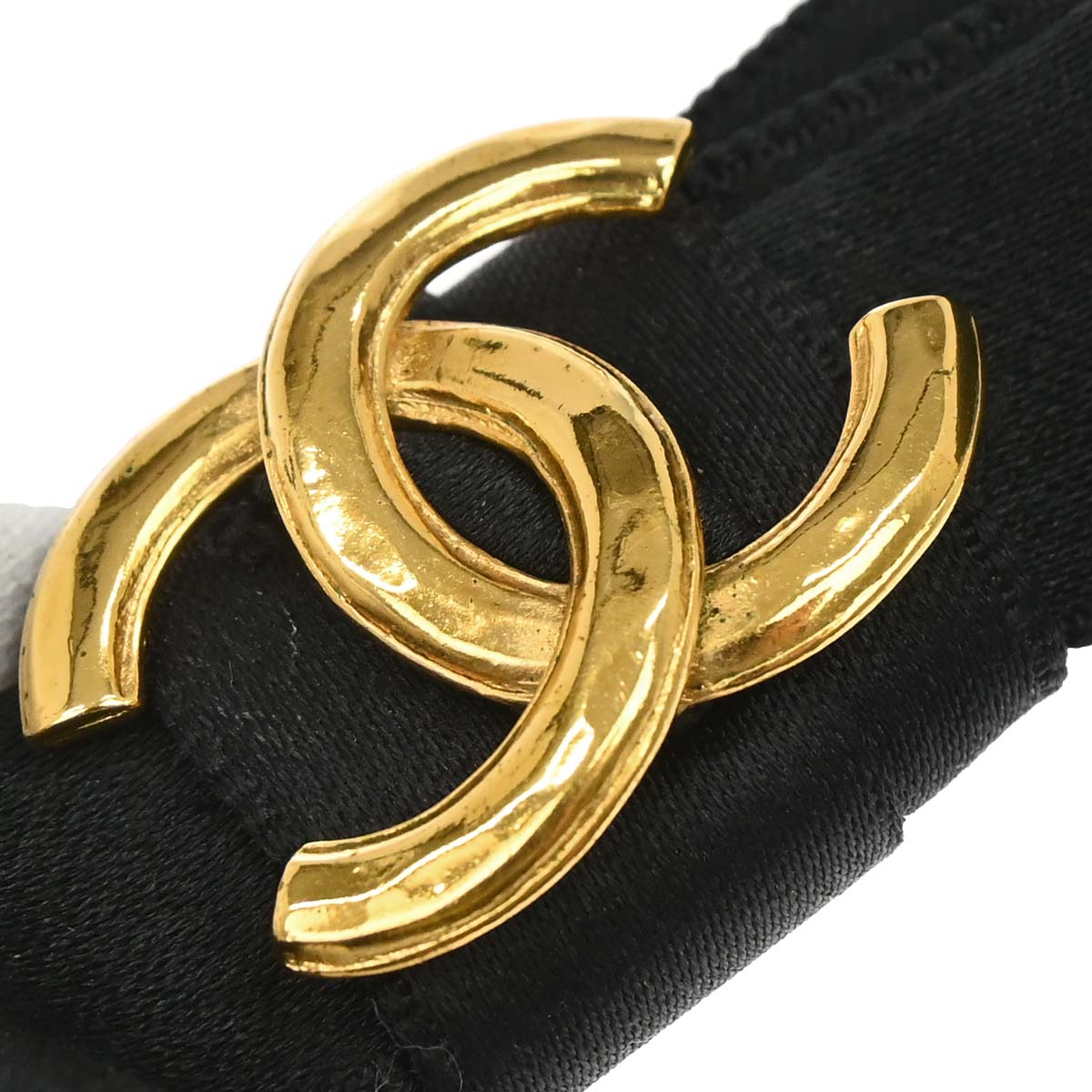 Chanel CC Bow Hair Barrette Black Satin Hair Accessories