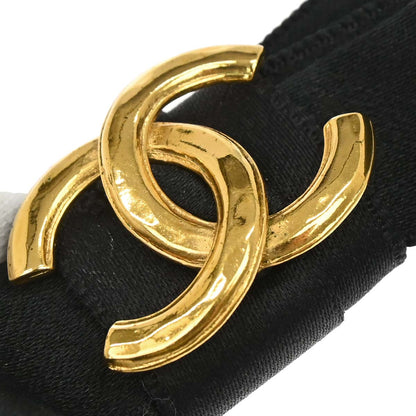 Chanel CC Bow Hair Barrette Black Satin Hair Accessories