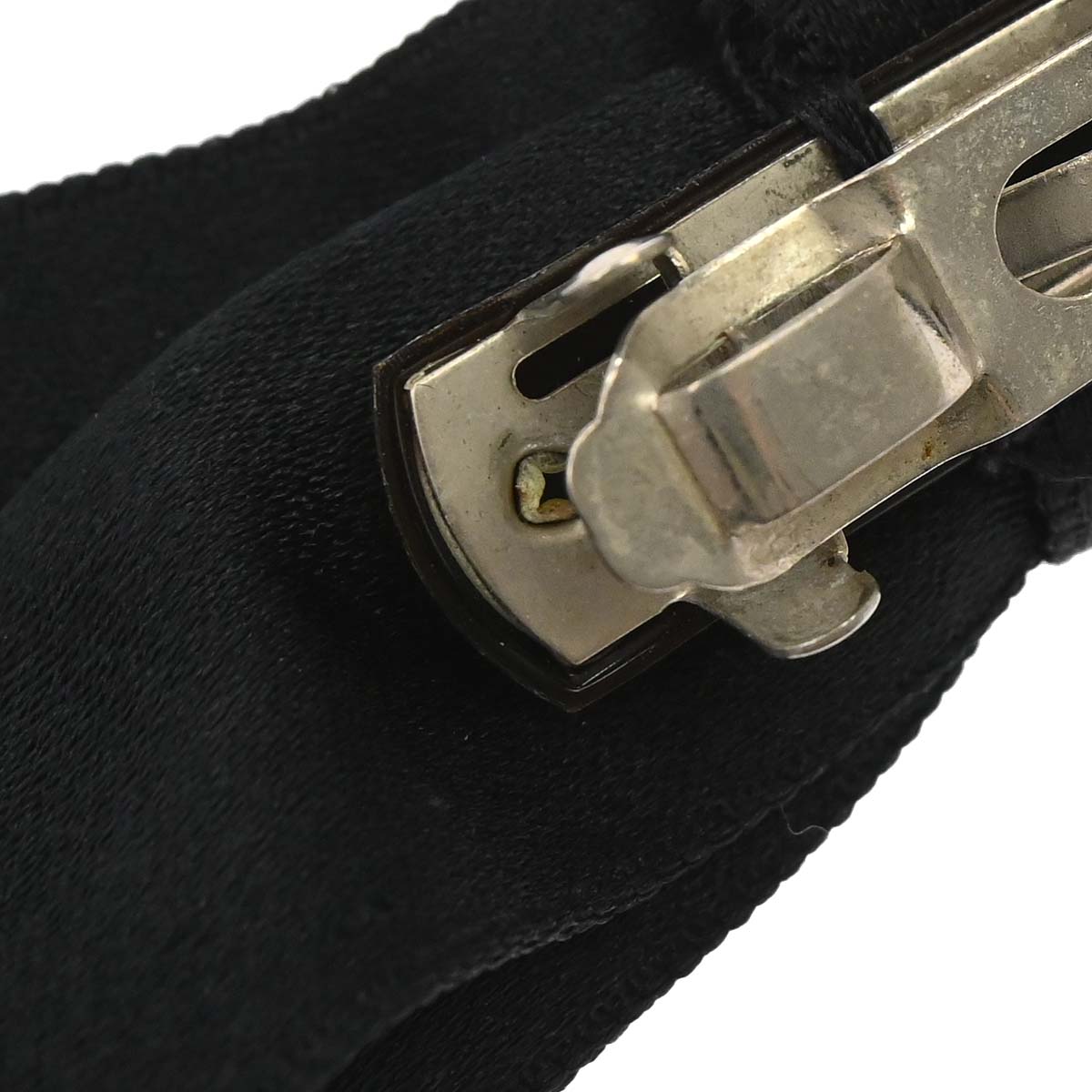 Chanel CC Bow Hair Barrette Black Satin Hair Accessories