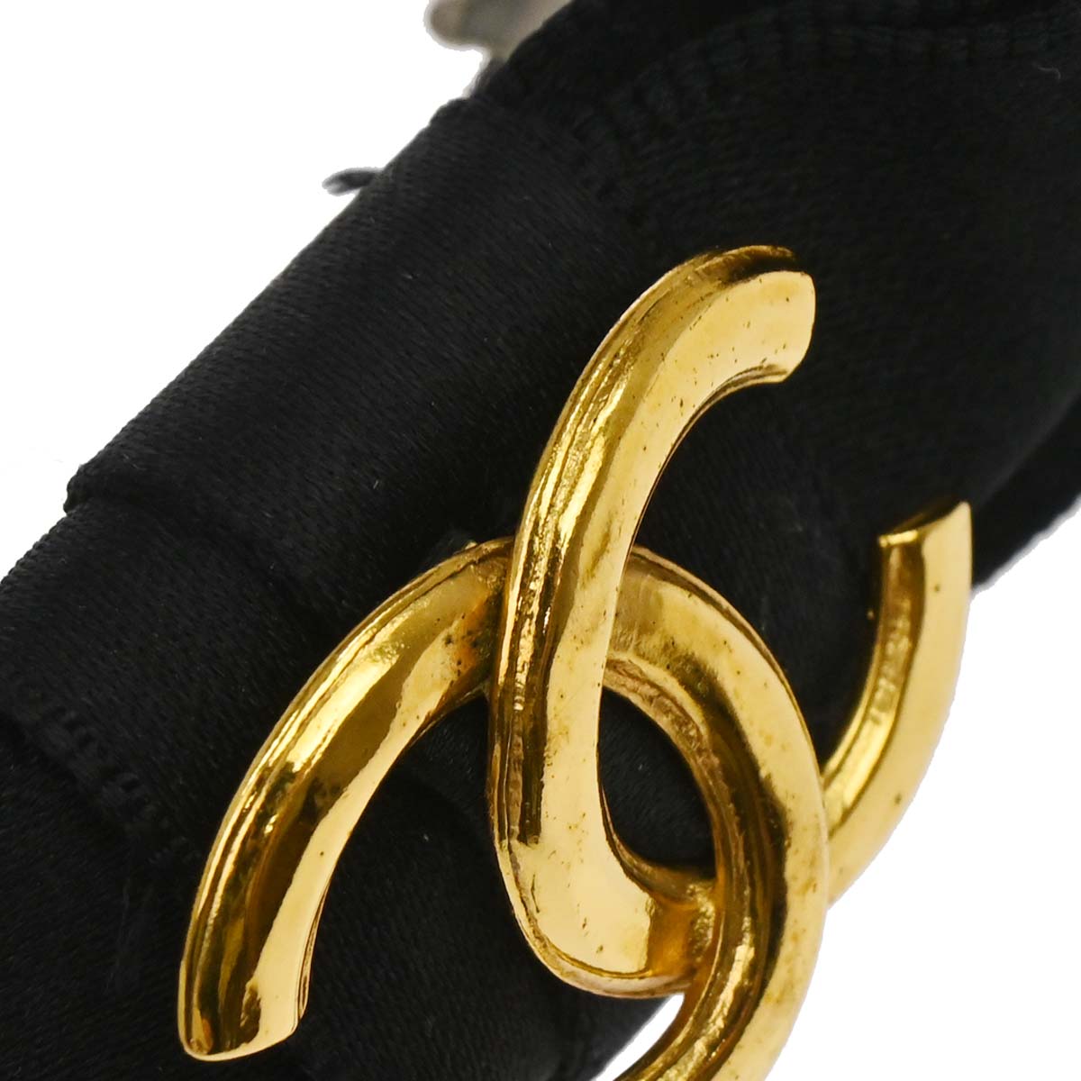 Chanel CC Bow Hair Barrette Black Satin Hair Accessories