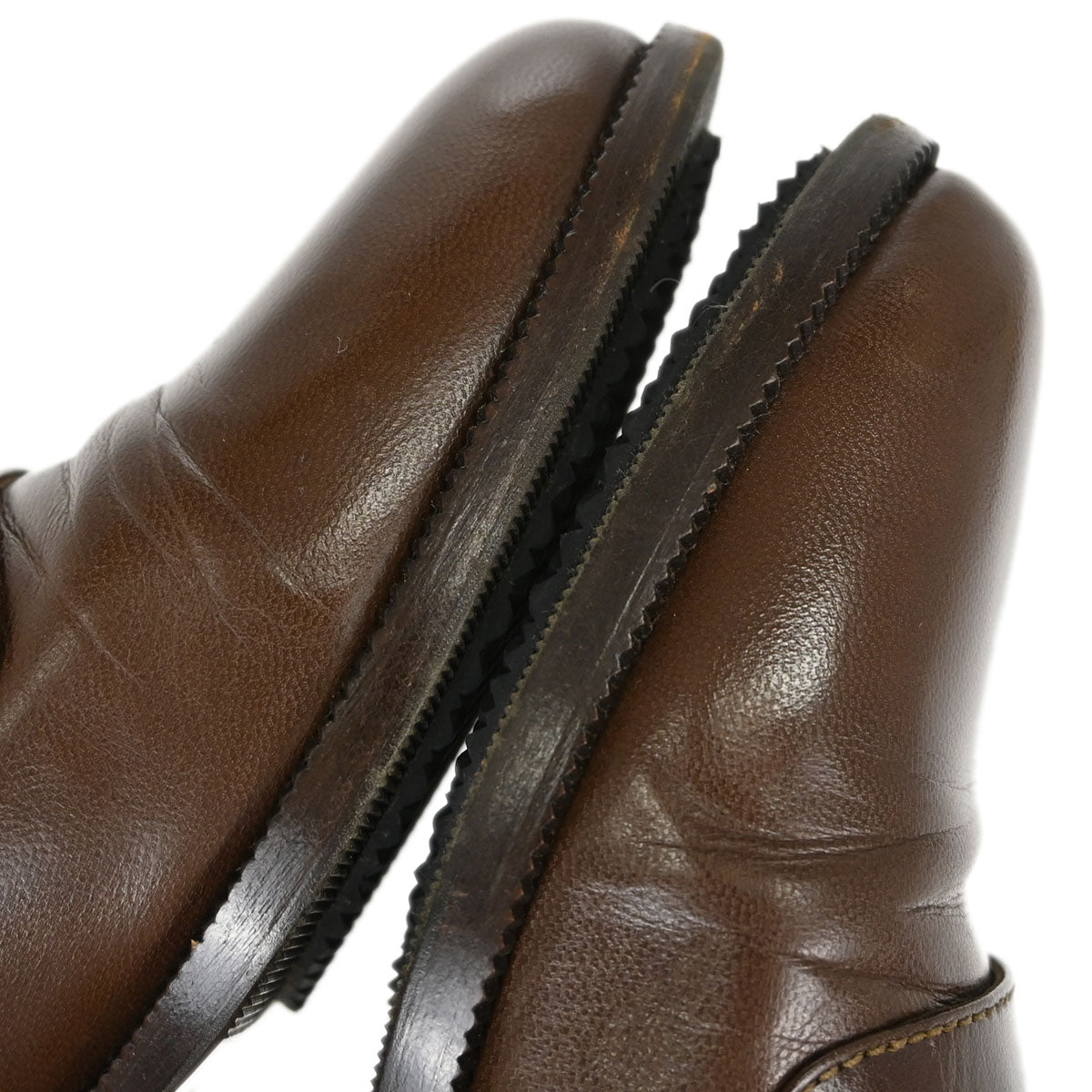 Chanel * CC Turnlock Brown Leather Loafers Shoes #37