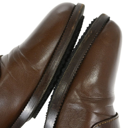 Chanel * CC Turnlock Brown Leather Loafers Shoes #37