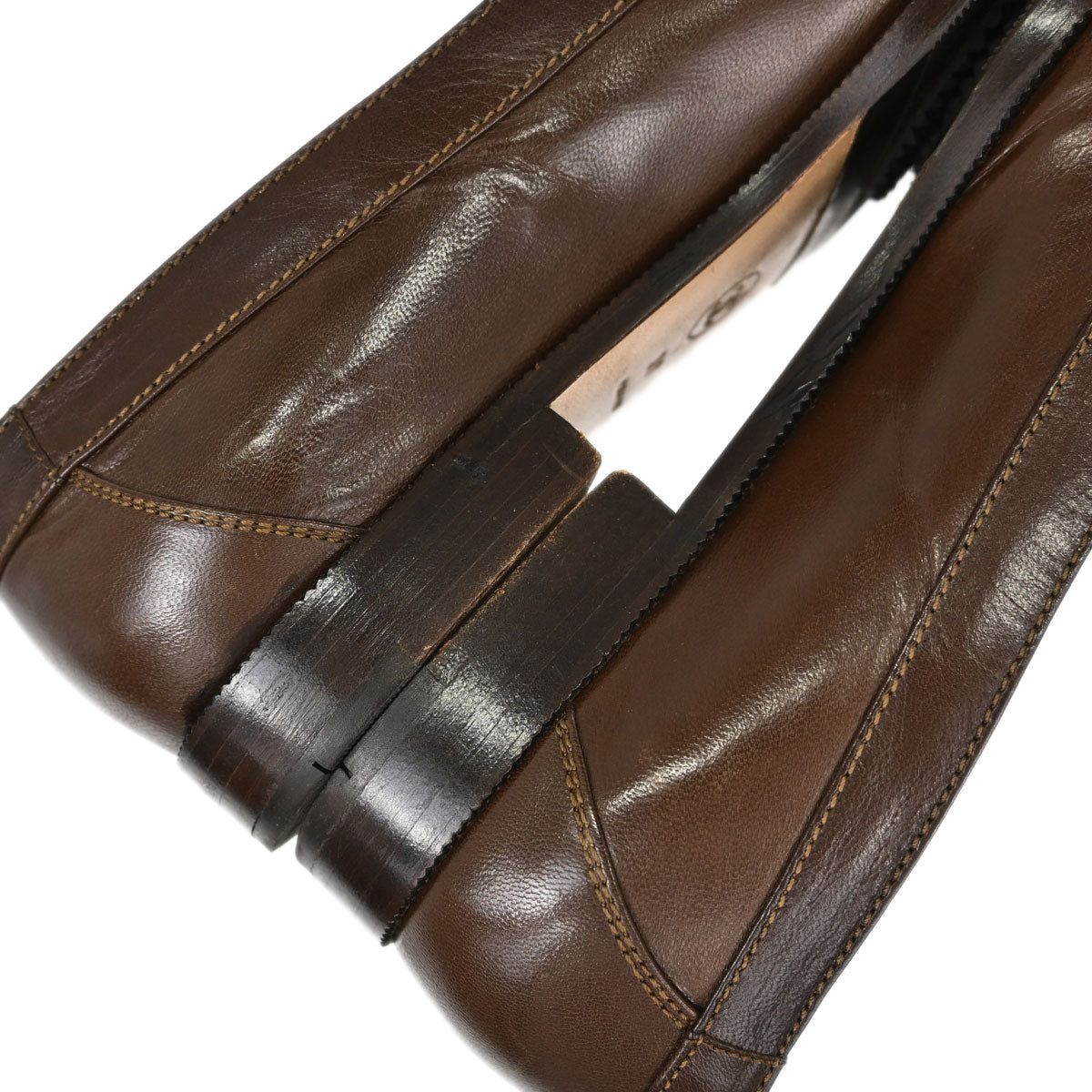Chanel * CC Turnlock Brown Leather Loafers Shoes #37
