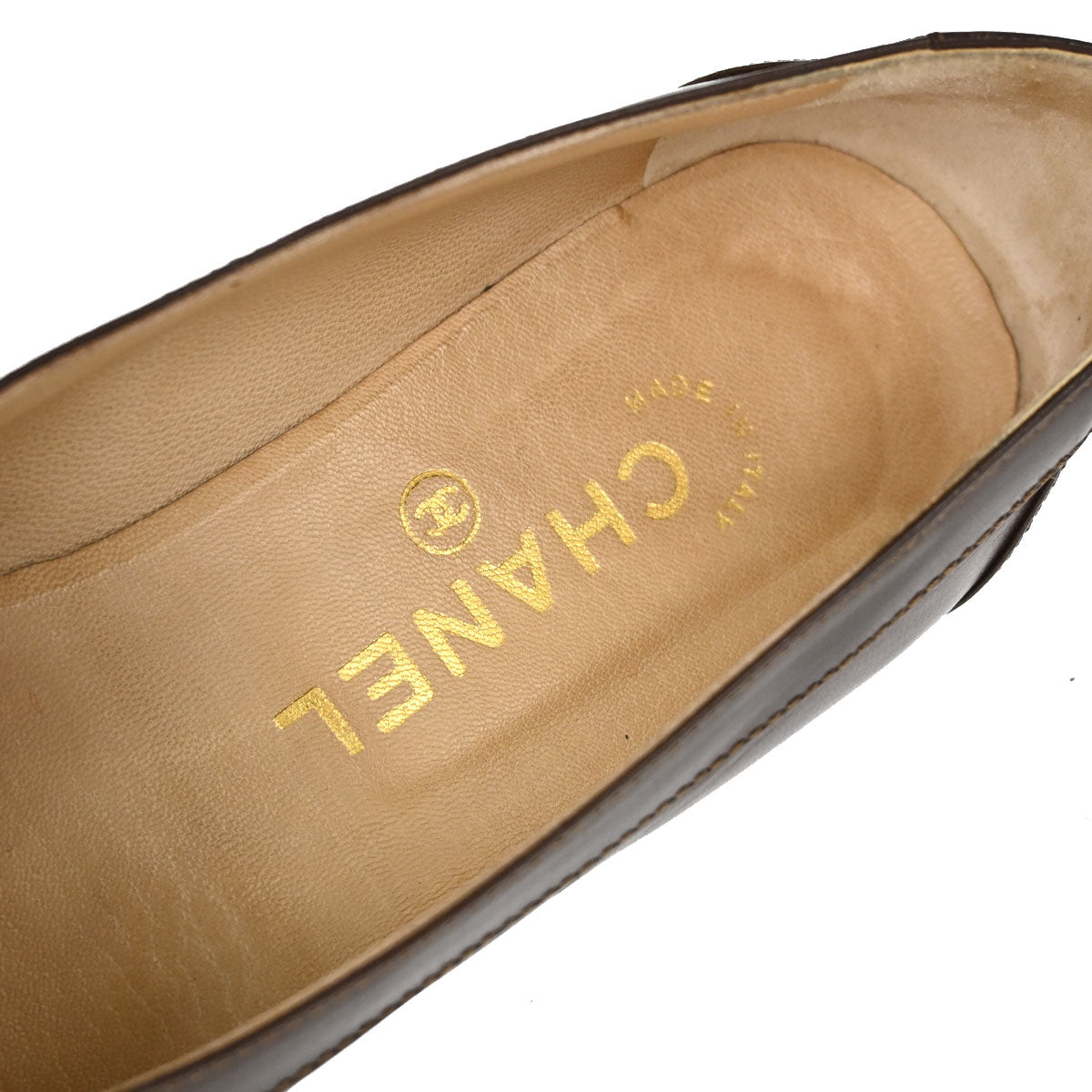 Chanel * CC Turnlock Brown Leather Loafers Shoes #37