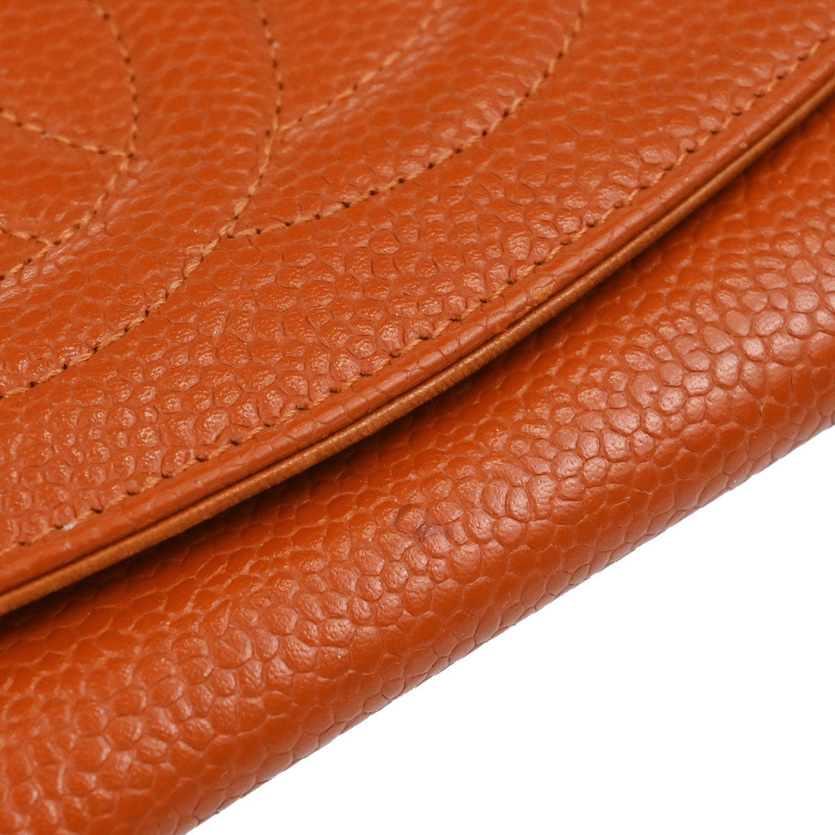 Chanel 1997-1999 Orange Caviar Skin Coin Purse Wallet