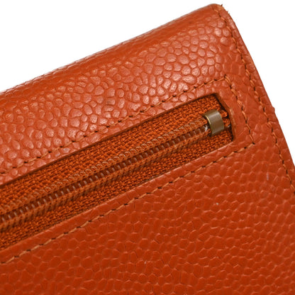 Chanel 1997-1999 Orange Caviar Skin Coin Purse Wallet