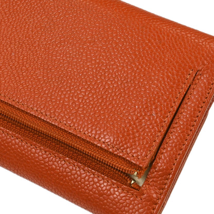 Chanel 1997-1999 Orange Caviar Skin Coin Purse Wallet