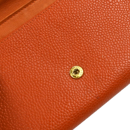 Chanel 1997-1999 Orange Caviar Skin Coin Purse Wallet