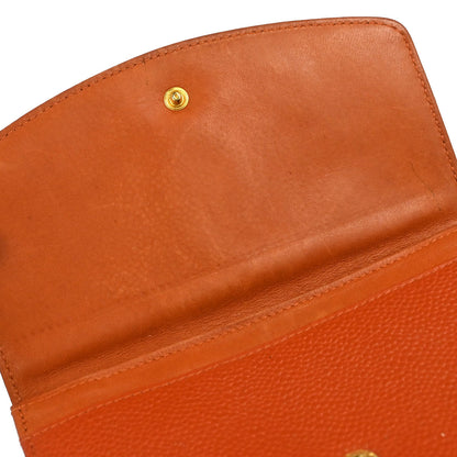 Chanel 1997-1999 Orange Caviar Skin Coin Purse Wallet