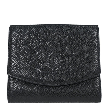 Chanel 2003-2004 Black Caviar Skin Bifold Wallet