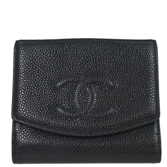 Chanel 2003-2004 Black Caviar Skin Bifold Wallet