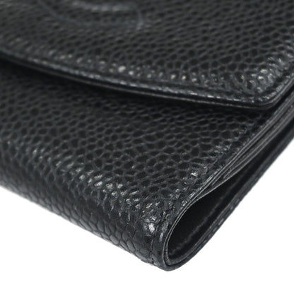 Chanel 2003-2004 Black Caviar Skin Bifold Wallet