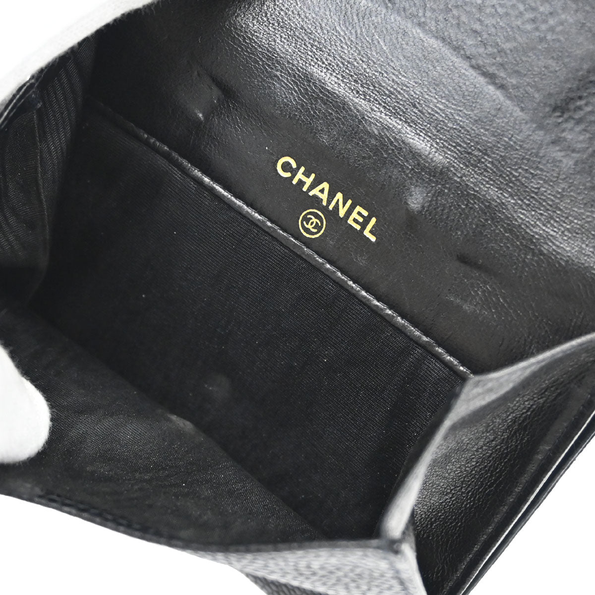 Chanel 2003-2004 Black Caviar Skin Bifold Wallet