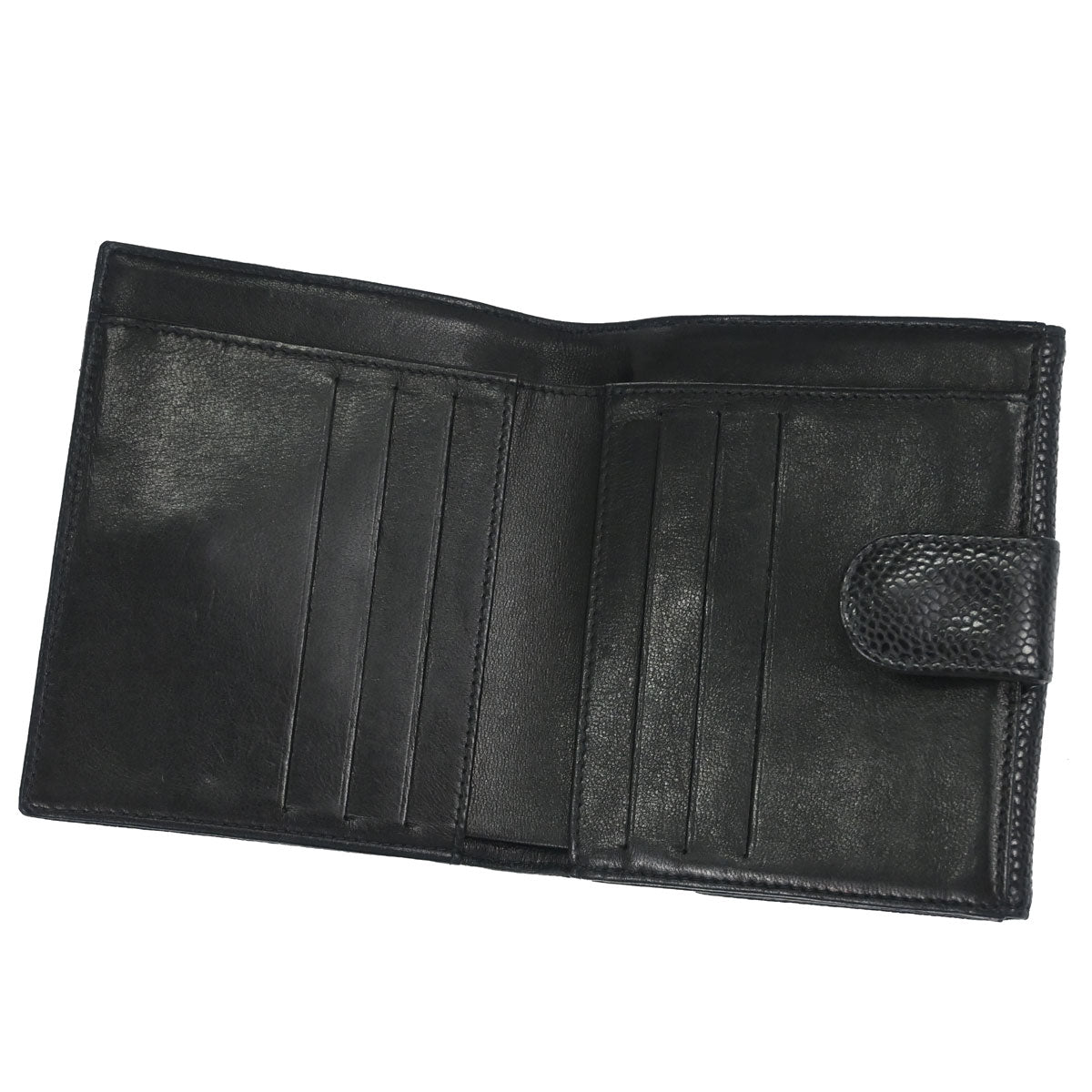 Chanel 2003-2004 Black Caviar Skin Bifold Wallet