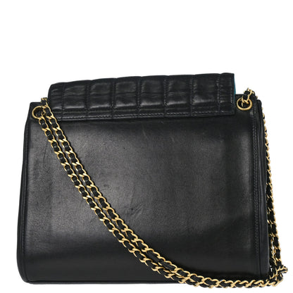 Chanel 2000-2002 Black Lambskin Choco Bar Mademoiselle Lock Accordion Flap Bag