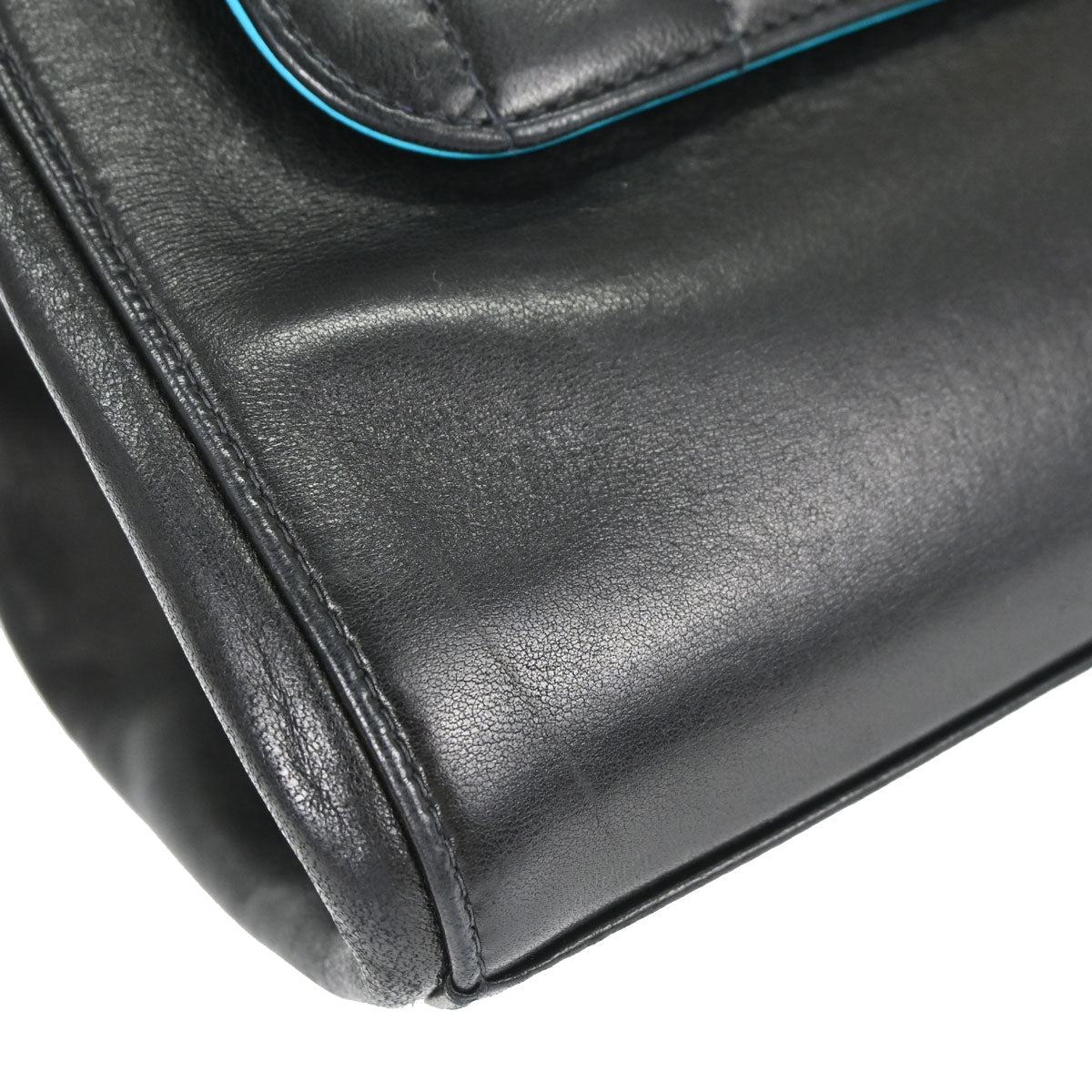 Chanel 2000-2002 Black Lambskin Choco Bar Mademoiselle Lock Accordion Flap Bag