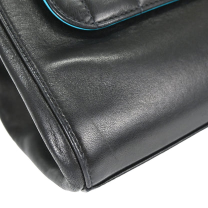 Chanel 2000-2002 Black Lambskin Choco Bar Mademoiselle Lock Accordion Flap Bag