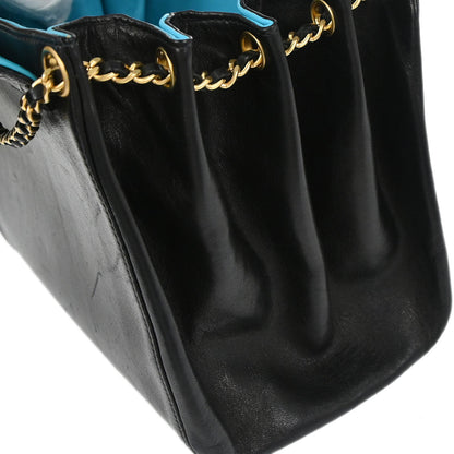 Chanel 2000-2002 Black Lambskin Choco Bar Mademoiselle Lock Accordion Flap Bag