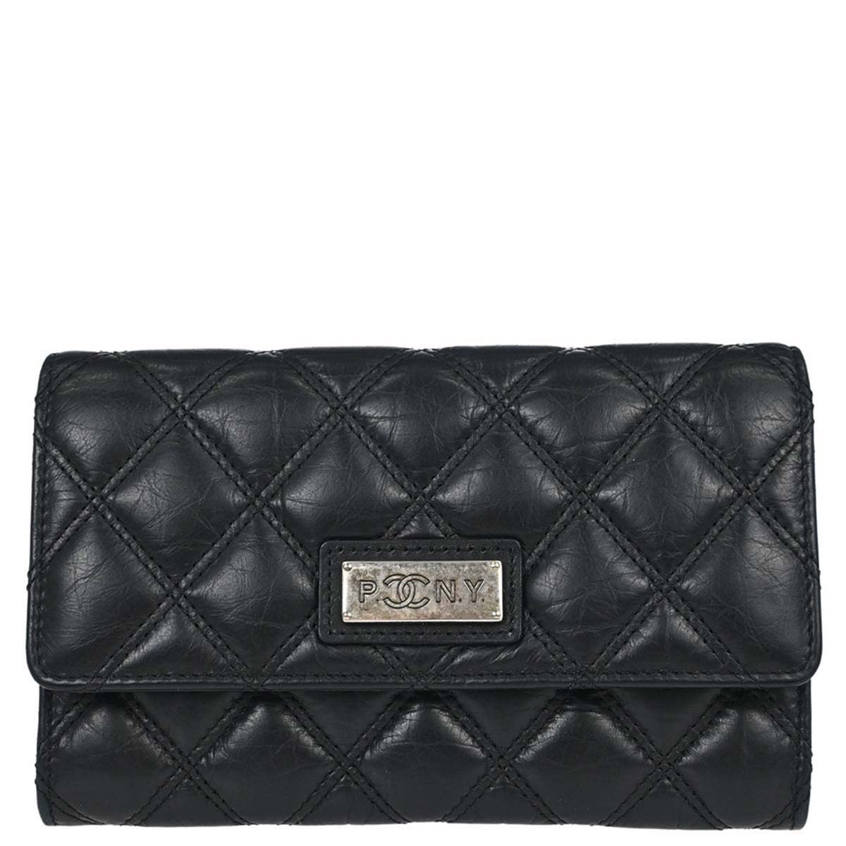Chanel 2005-2006 Black Calfskin Paris P.NY Coin Purse Wallet