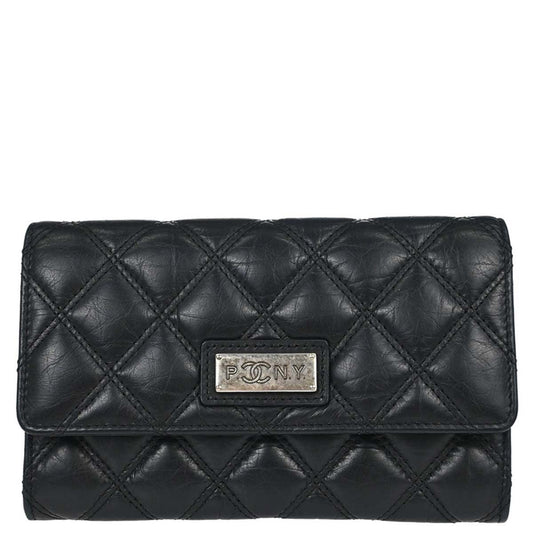 Chanel 2005-2006 Black Calfskin Paris P.NY Coin Purse Wallet