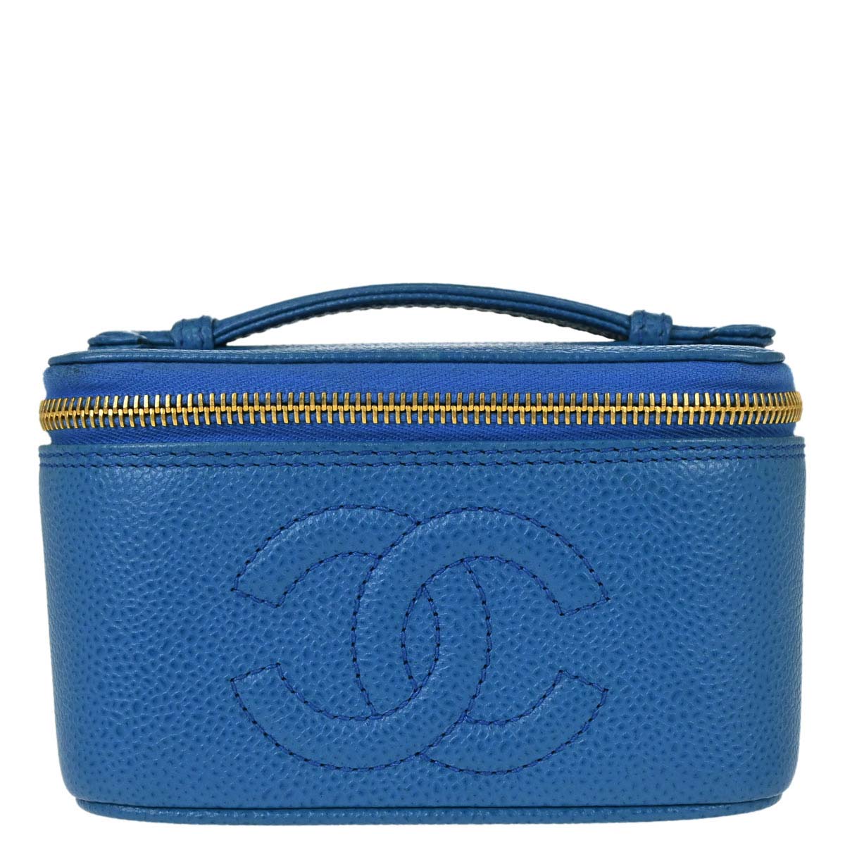 Chanel 1997-1999 Blue Caviar Skin Timeless Vanity Handbag