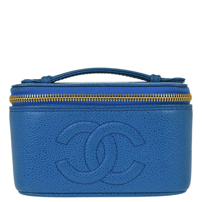 Chanel 1997-1999 Blue Caviar Skin Timeless Vanity Handbag
