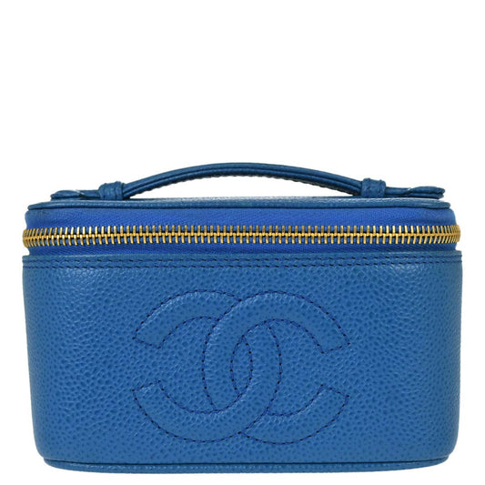 Chanel 1997-1999 Blue Caviar Skin Timeless Vanity Handbag