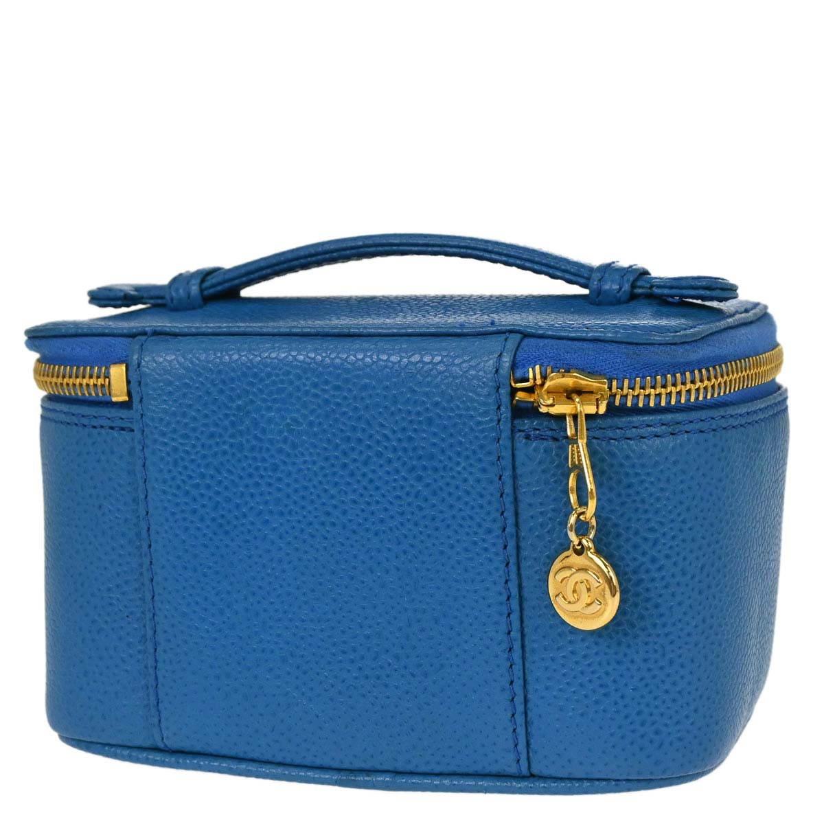 Chanel 1997-1999 Blue Caviar Skin Timeless Vanity Handbag