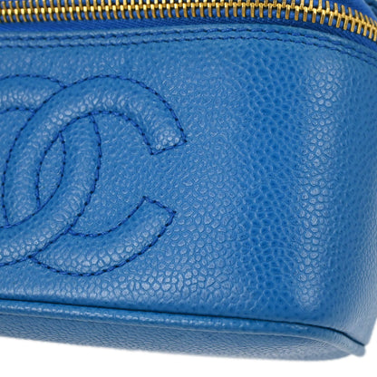 Chanel 1997-1999 Blue Caviar Skin Timeless Vanity Handbag