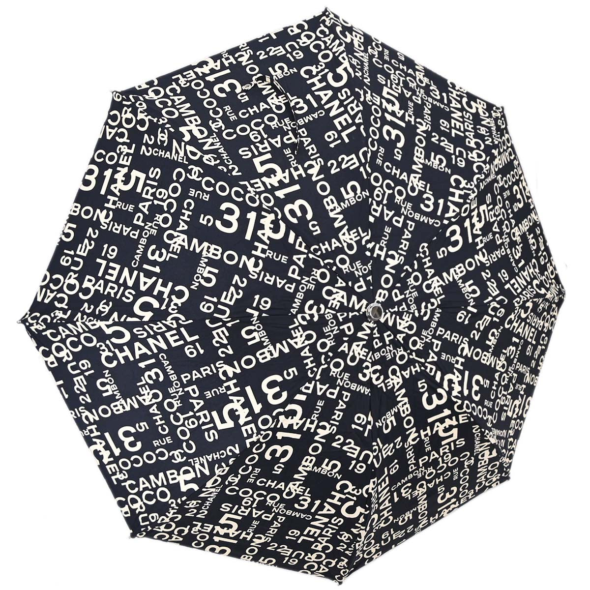 Chanel Black By Sea Line Folding Umbrella Small Good