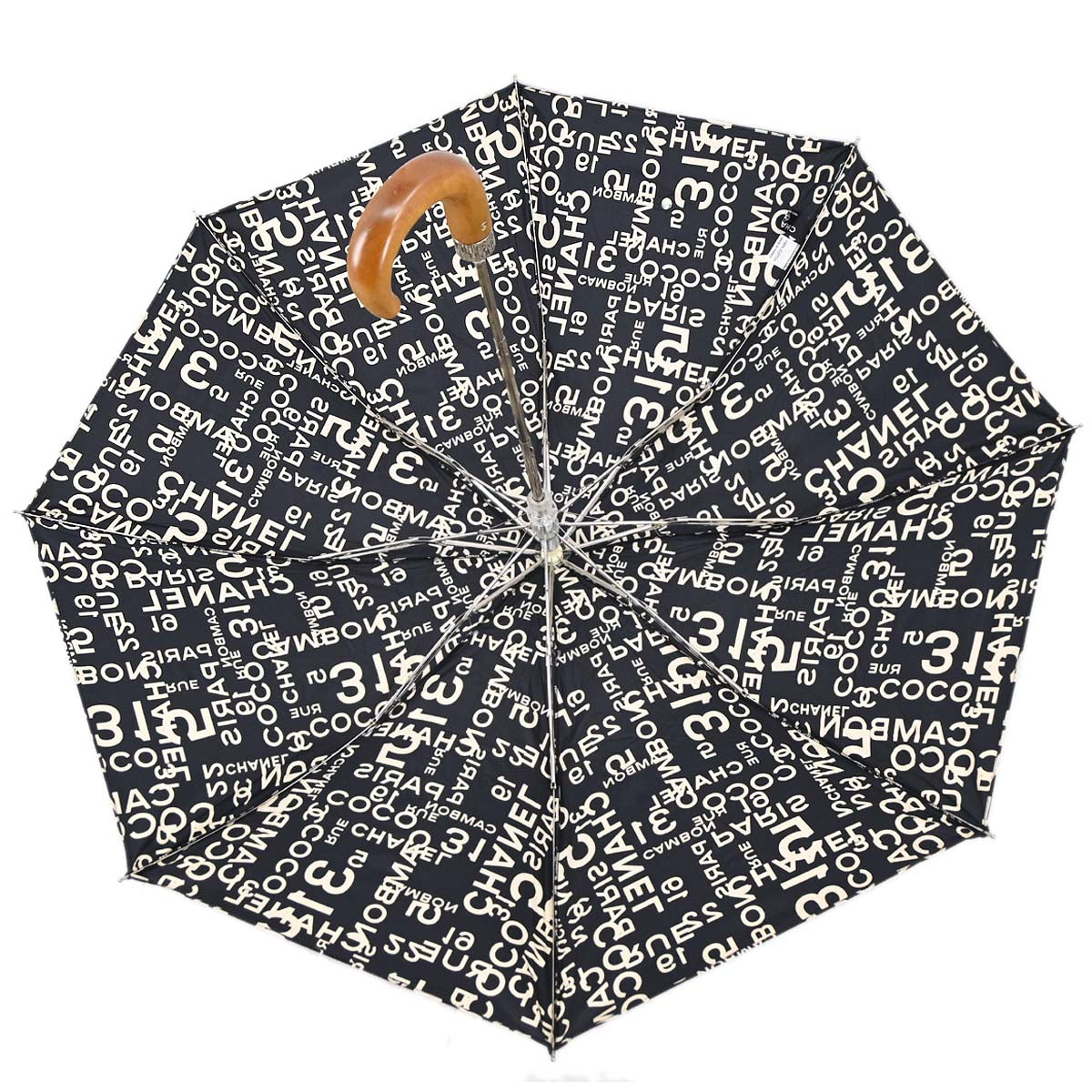 Chanel Black By Sea Line Folding Umbrella Small Good