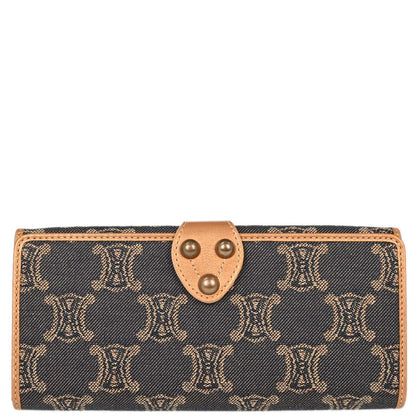 Celine * Blue Denim Macadam Long Bifold Wallet