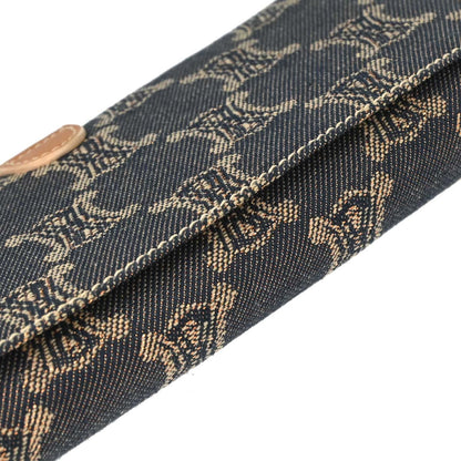 Celine * Blue Denim Macadam Long Bifold Wallet