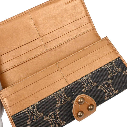 Celine * Blue Denim Macadam Long Bifold Wallet