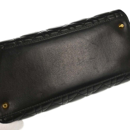 Christian Dior Black Lambskin Medium Lady Dior Cannage 2way Shoulder Handbag