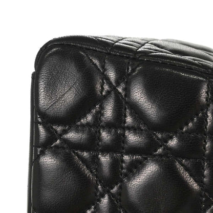 Christian Dior Black Lambskin Medium Lady Dior Cannage 2way Shoulder Handbag