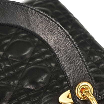Christian Dior Black Lambskin Medium Lady Dior Cannage 2way Shoulder Handbag