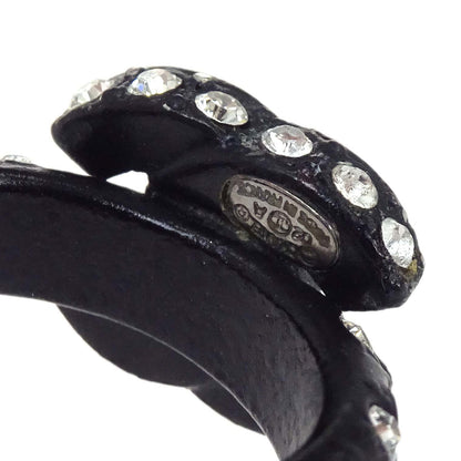Chanel Ring Acrylic Rhinestone CC Black #52 02A