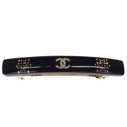 Chanel Barrette Hair Accessories Black Acrylic Rhinestone 09A