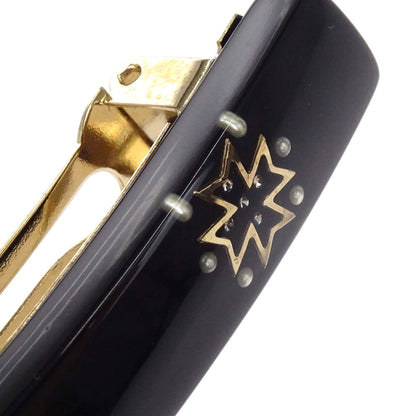 Chanel Barrette Hair Accessories Black Acrylic Rhinestone 09A