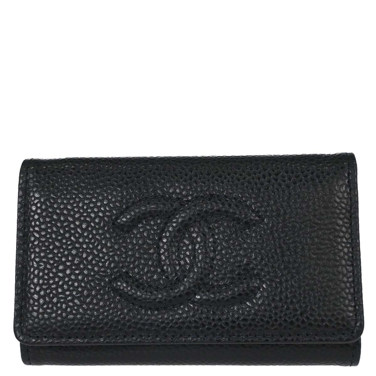 Chanel 2000-2002 Key Case Black Caviar Skin Small Good