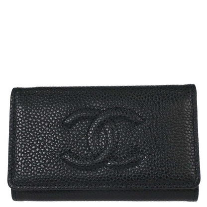 Chanel 2000-2002 Key Case Black Caviar Skin Small Good