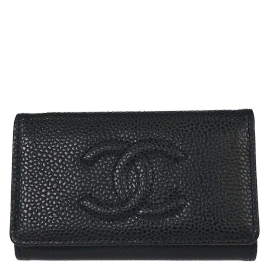 Chanel 2000-2002 Key Case Black Caviar Skin Small Good
