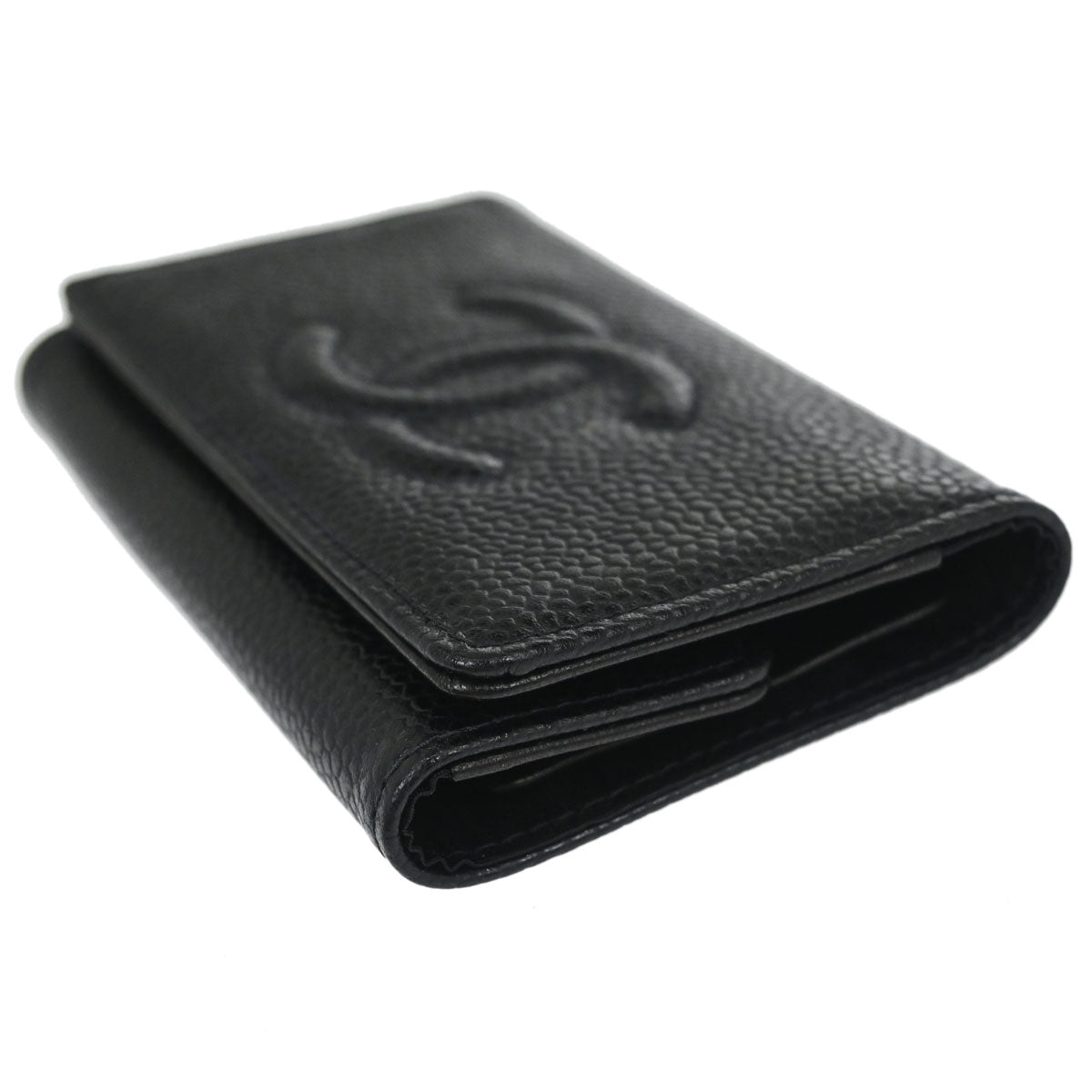 Chanel 2000-2002 Key Case Black Caviar Skin Small Good