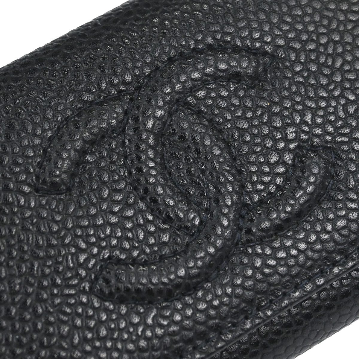 Chanel 2000-2002 Key Case Black Caviar Skin Small Good